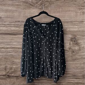 Penningtons Black and White Polka Dot Blouse Size 4X
